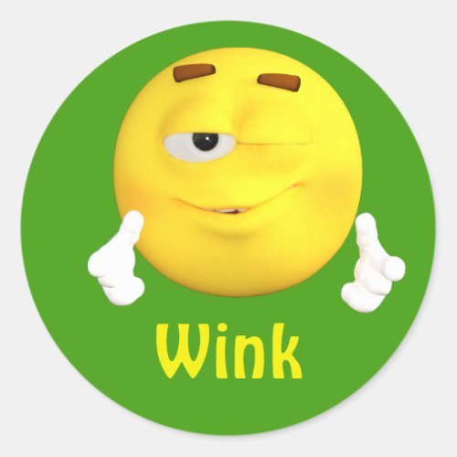 Wink Emoji Emoticon Cartoon Face Classic Round Sticker