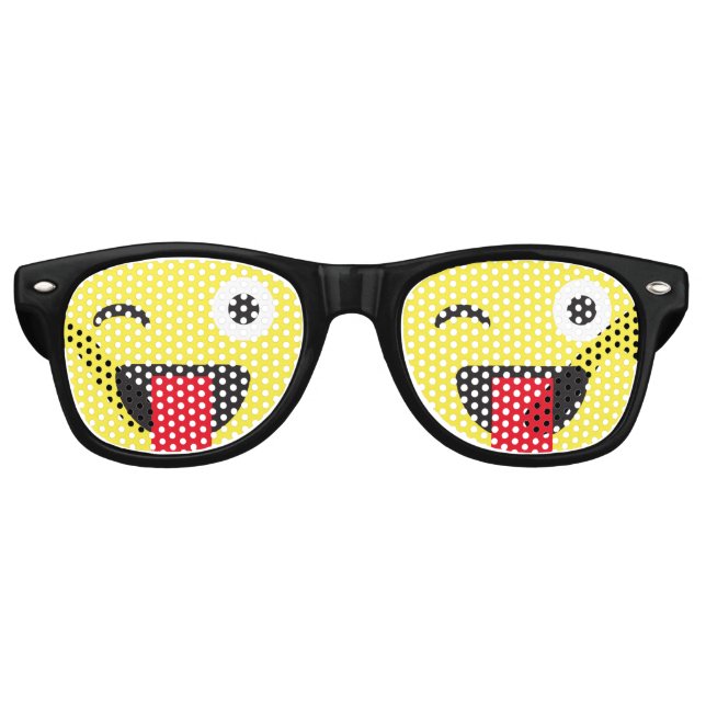 Wink Face with Tongue Emoji  Retro Sunglasses (Front)