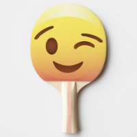 Wink Happy Emoji Face Ping Pong Paddle