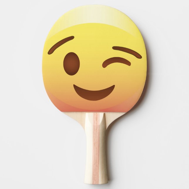 Wink Happy Emoji Face Ping Pong Paddle (Front)