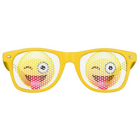Wink Happy Emoji Face Tongue Out Party Glasses