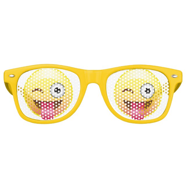 Wink Happy Emoji Face Tongue Out Party Glasses (Front)