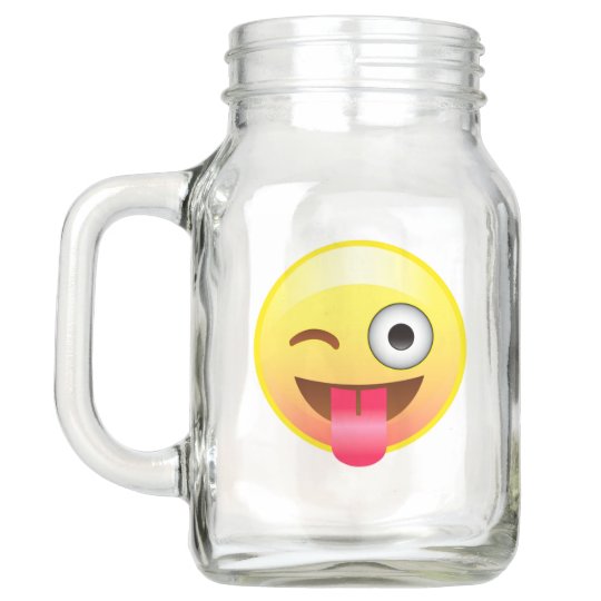 Wink Tongue Out Smile Emoji Mason Jar Party Favor