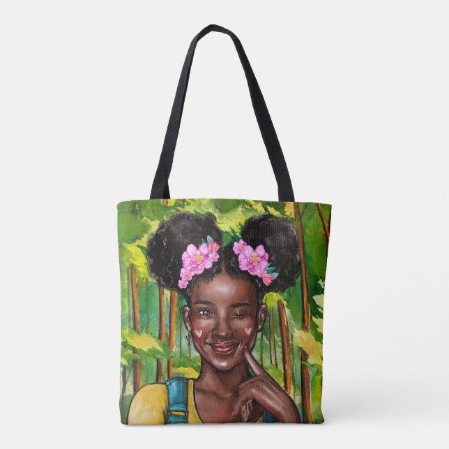 Winking Afro Girl Tote (Back)