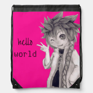 Winking Anime Guy, Original Drawing Drawstring Bag