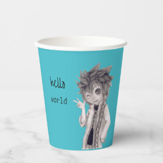 Winking Anime Guy, Original Drawing Paper Cups