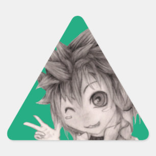Winking Anime Guy, Original Drawing Triangle Sticker