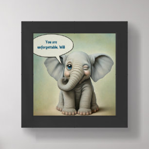 Winking Baby Elephant with Speech Bubble Framed Art