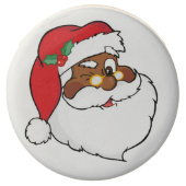 Winking Black Santa Keeping Christmas Secrets Chocolate Dipped Oreo (Front)