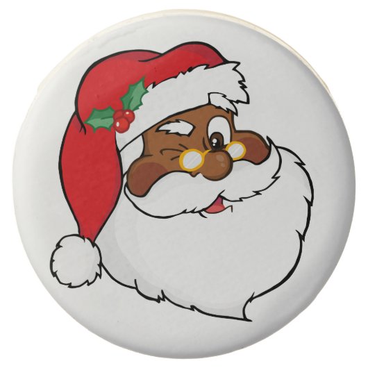 Winking Black Santa Keeping Christmas Secrets Chocolate Dipped Oreo (Front)