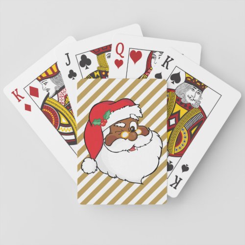 Winking Black Santa Keeping Christmas Secrets Poker Cards