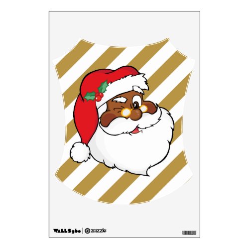 Winking Black Santa Keeping Christmas Secrets Wall Sticker