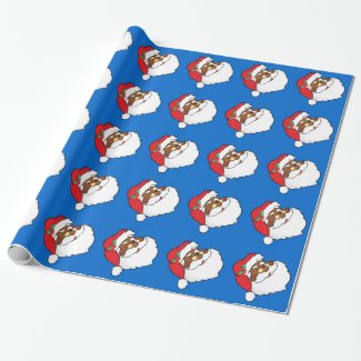 Winking Black Santa Keeping Christmas Secrets Gift Wrap Paper