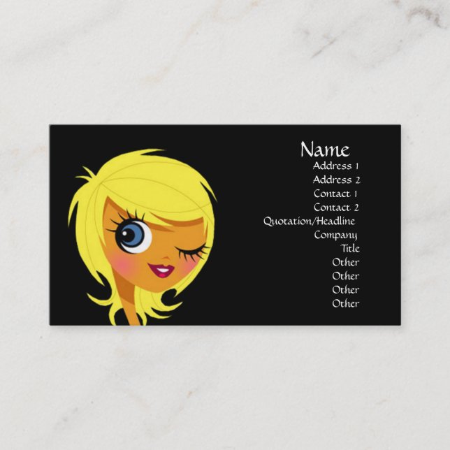 Winking Blonde Girl Business Cards (Front)