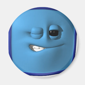 winking blue square magnet