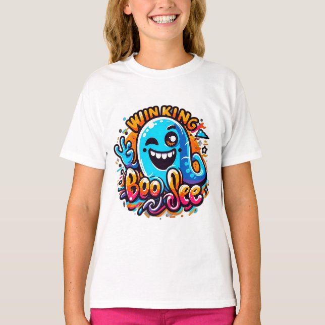Winking Boo Jee ghost T-Shirt (Front)