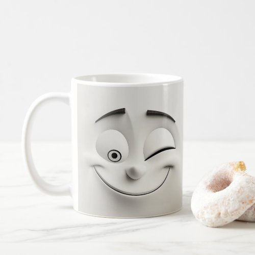 Winking Cartoon Face 3D Mug 12