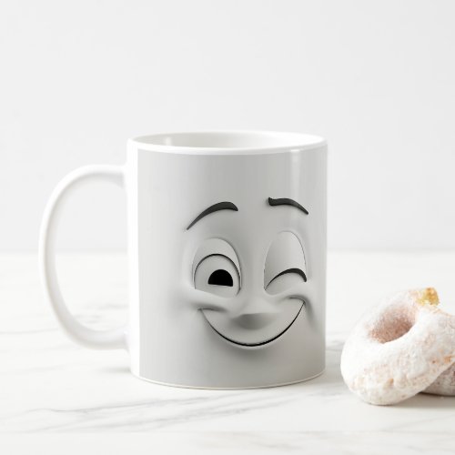 Winking Cartoon Face 3D Mug 13