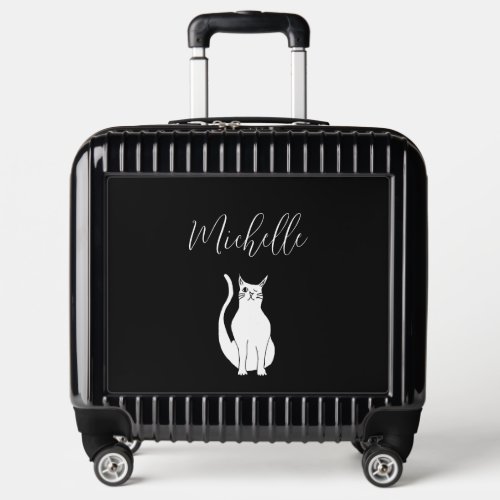 Winking Cat Black White Cute Personalized  Luggage