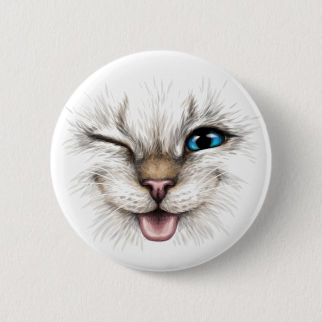 Winking Cat Button (Front)