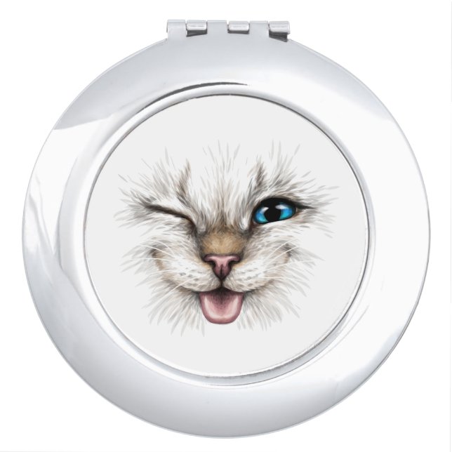 Winking Cat Compact Mirror (Front)
