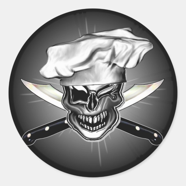 Winking Chef Skull Classic Round Sticker (Front)