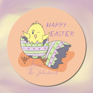 Winking Chick Hatching from Egg Easter Sticker