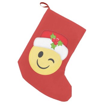 Winking Christmas Emoji Holiday Stocking by MishMoshEmoji at Zazzle