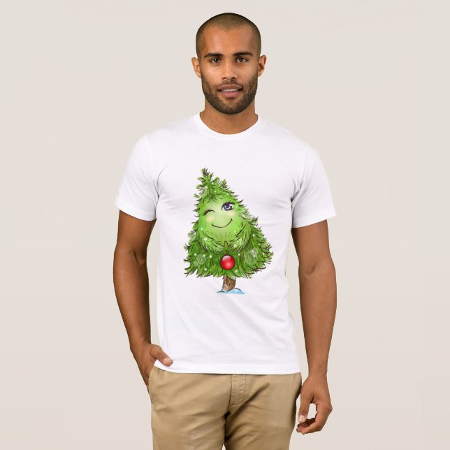 Winking Christmas Tree Mens T-Shirt (Front Full)
