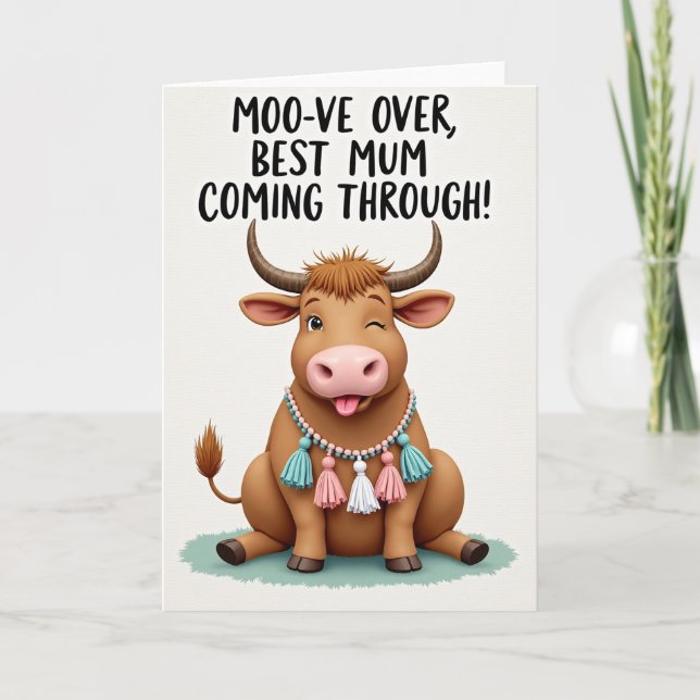 Winking Cow Mothers Day Greeting Card (Front)