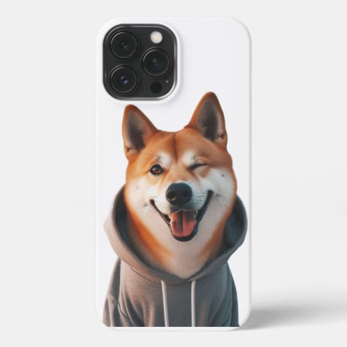Winking Dog in a Hoodie iPhone 13 Pro Max Case