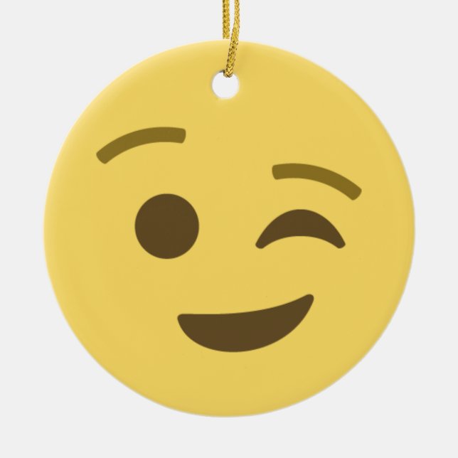 Winking Emoji Ceramic Ornament (Front)
