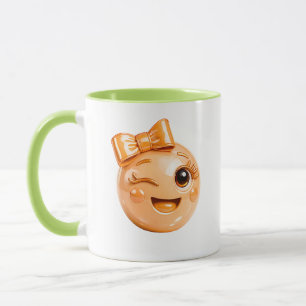 Winking Emoji Face Illustration Mug