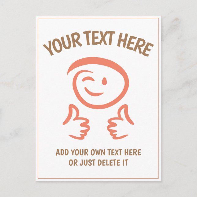 Winking Emoji Face Two Thumbs Up. Doodle. Template Postcard (Front)