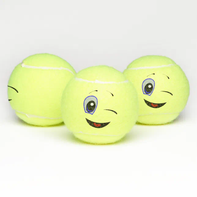 Winking Emoji Tennis Balls Zazzle