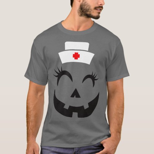 Winking Eye Halloween Lashes JackOLantern Nurse Pu T_Shirt