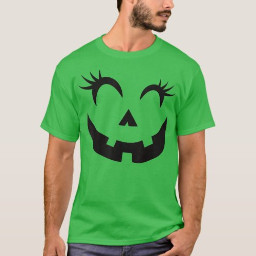Winking Eye Halloween Lashes JackOLantern Pumpkin  T_Shirt
