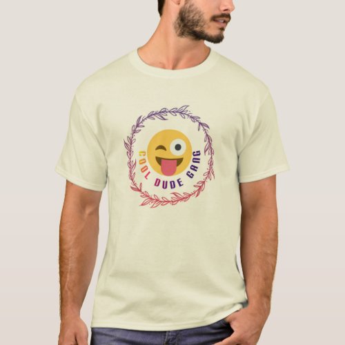 Winking eye smiling face cool and funny emoji T_Shirt