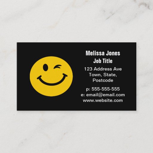 Customizable Winking smiley face business card templates