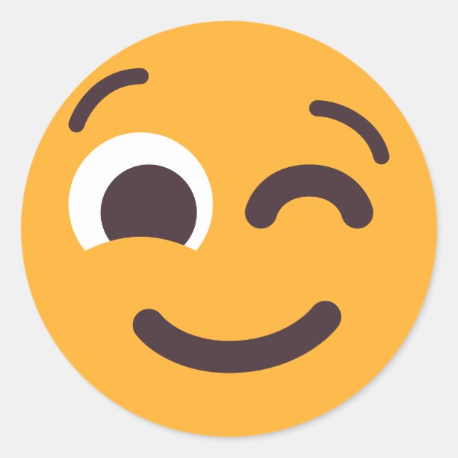 Winking Face Cute Adorable Emoji Editable Colors Classic Round Sticker (Front)