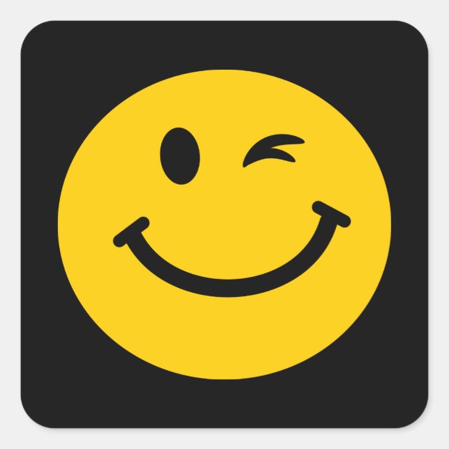 Winking face square sticker (Front)