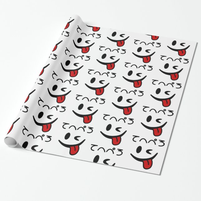 Winking Face Tongue Out てへぺろ Tehepero | Oops Wrapping Paper (Unrolled)