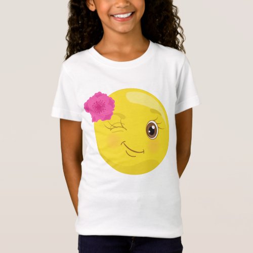 Winking Floral Emoji T_Shirt