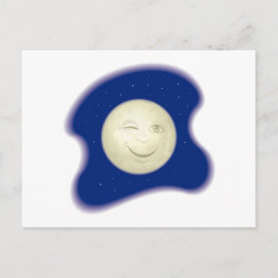 Winking Full Moon Vignette Postcard