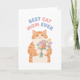 Winking Ginger Tabby Cat Mother's Day Art Card