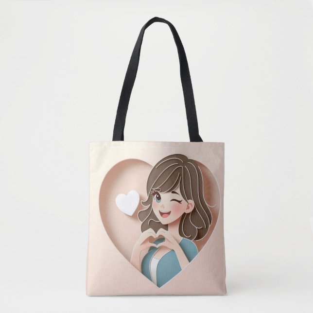 Winking Girl's Magic of Love Tote Bag (Front)
