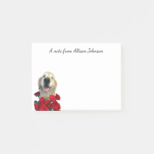 Winking Golden Retriever With Roses Personalized Post-it Notes
