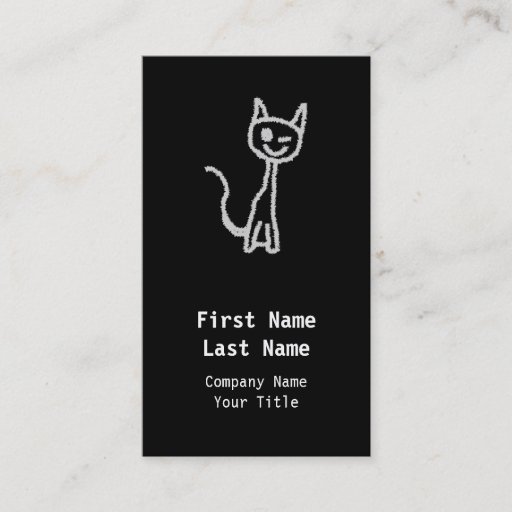 Customizable Winking Gray Cat. Business Card