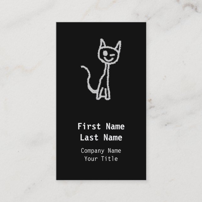 Winking Gray Cat. Business Card (Front)