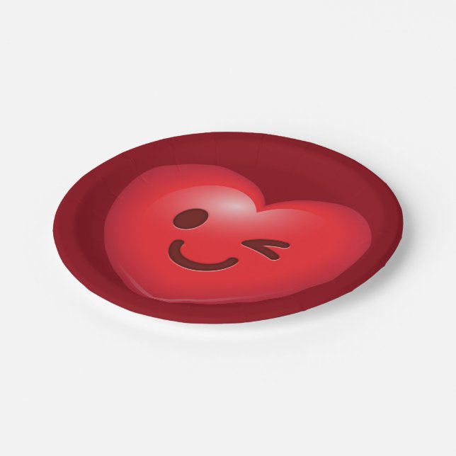WInking Heart Emoji Paper Plates (Angled)